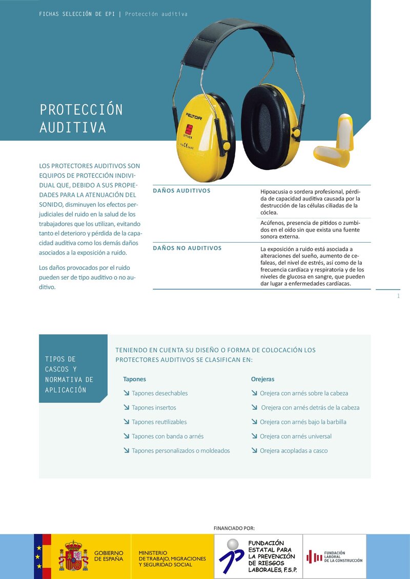 Selección de EPI: protección auditiva.
