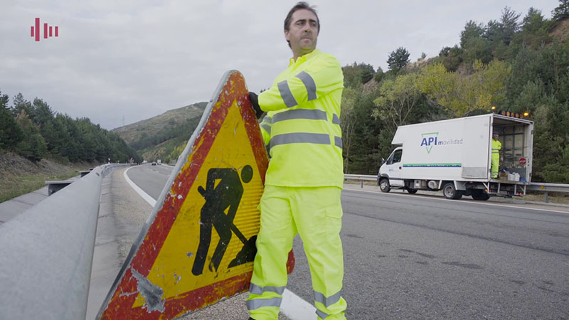 Señalización provisional en obras de carreteras.