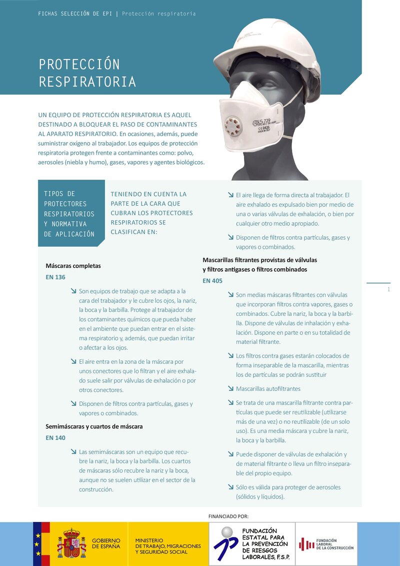Selección de EPI: protección respiratoria.