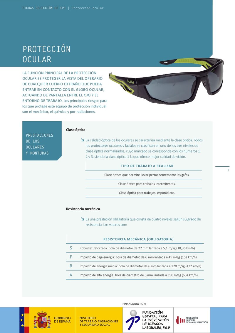 Selección de EPI: protección ocular.