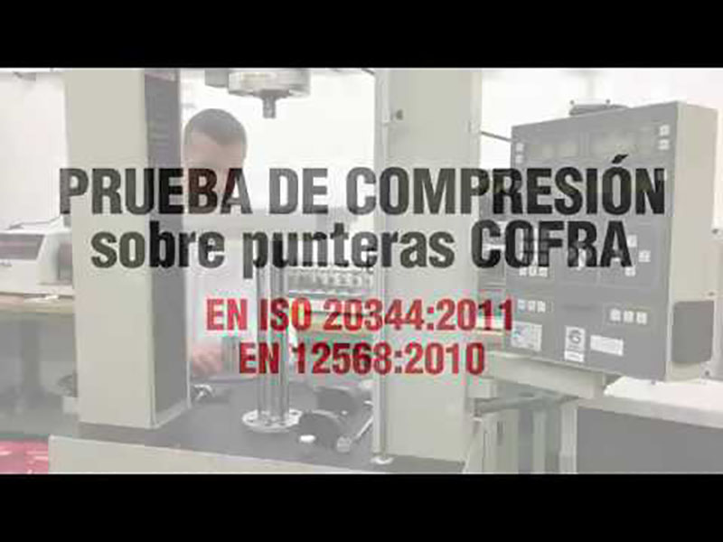 Prueba de compresión sobre punteras (calzado de seguridad).