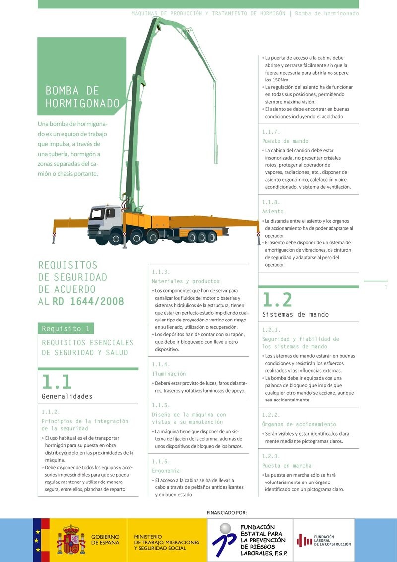 Requisitos de seguridad. Bomba de hormigón.