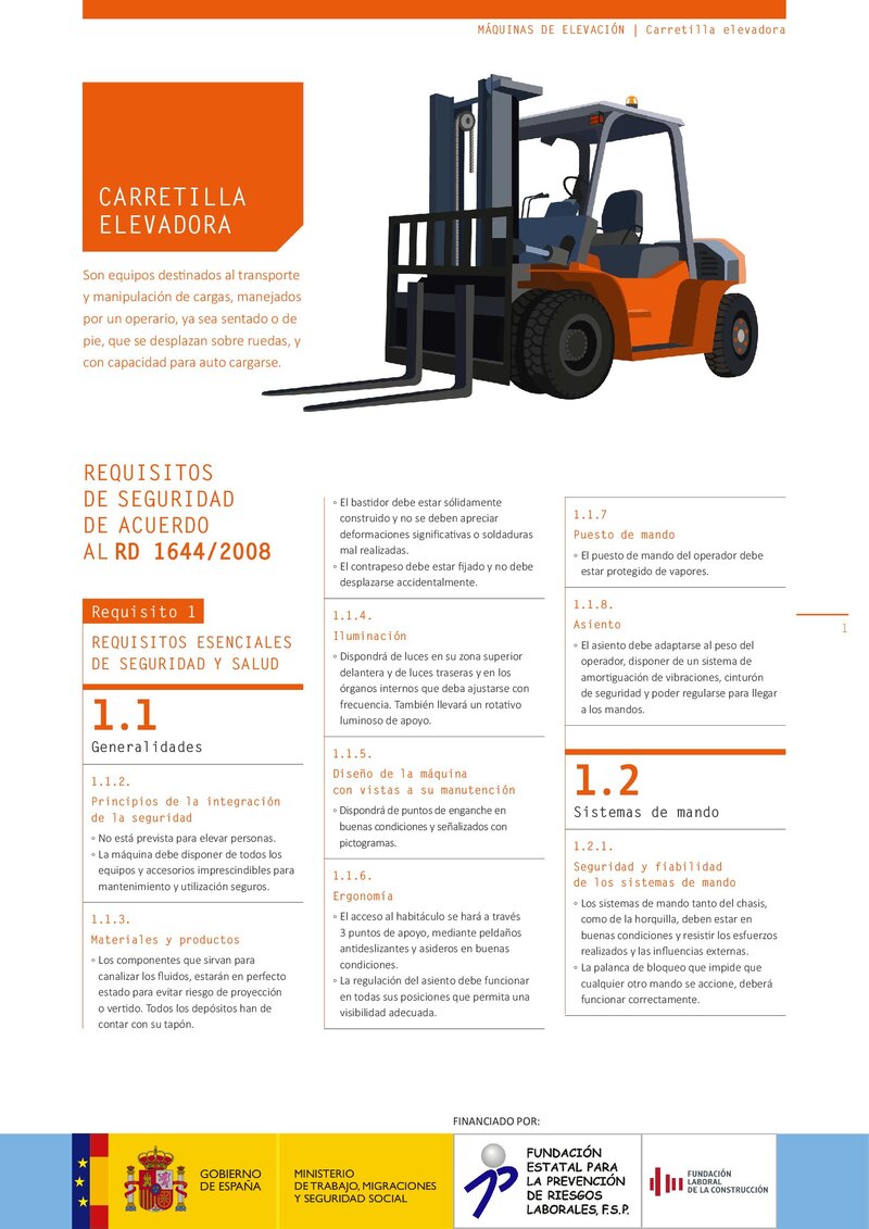 Requisitos de seguridad. Carretilla elevadora.