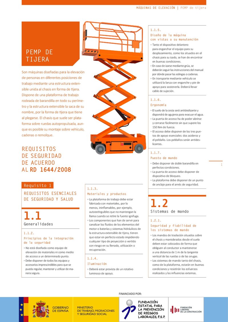Requisitos de seguridad. PEMP de tijera.
