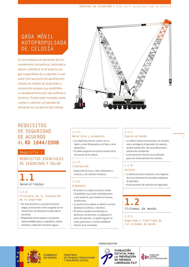 Requisitos de seguridad. Grúa móvil autopropulsada celosía.