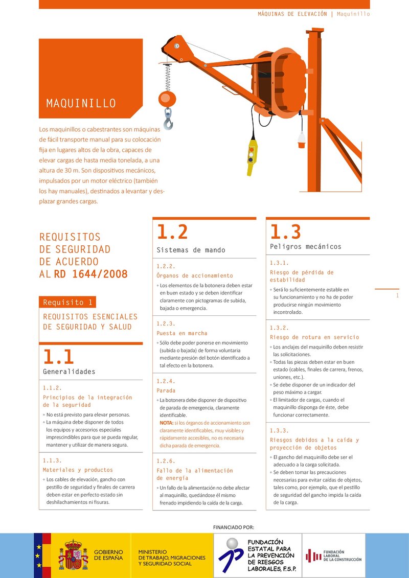 Requisitos de seguridad. Maquinillo.