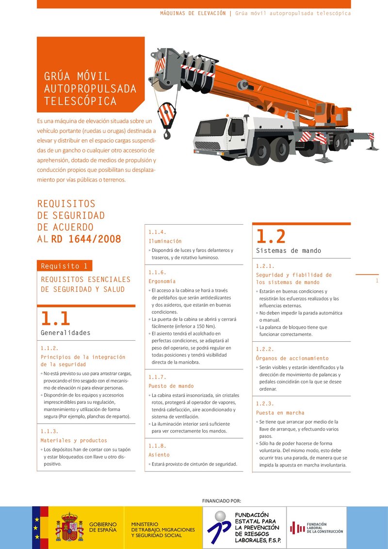 Requisitos de seguridad. Grúa móvil autopropulsada telescópica.