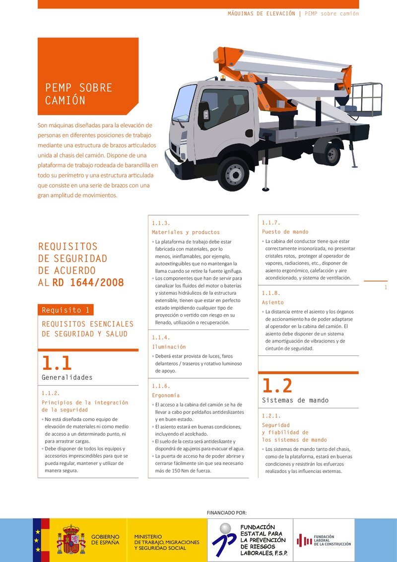 Requisitos de seguridad.PEMP sobre camión.