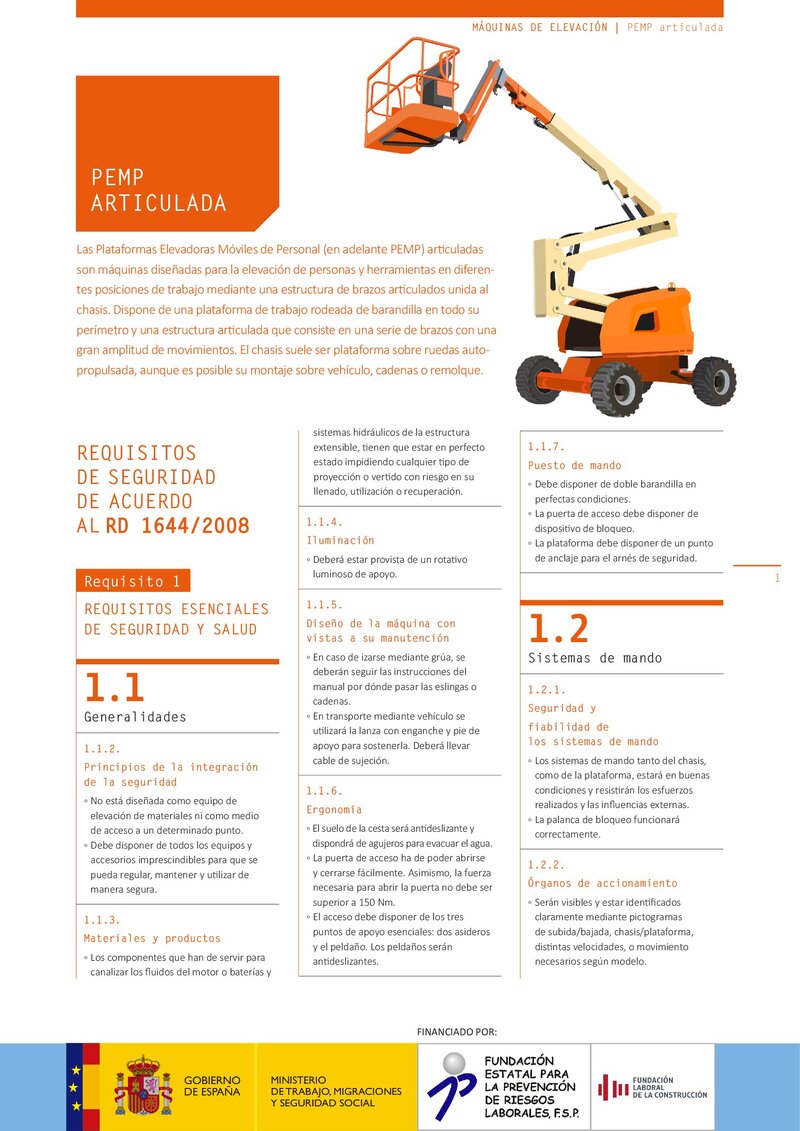 Requisitos de seguridad. PEMP articulada.