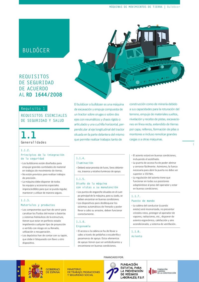 Requisitos de seguridad. Buldócer.