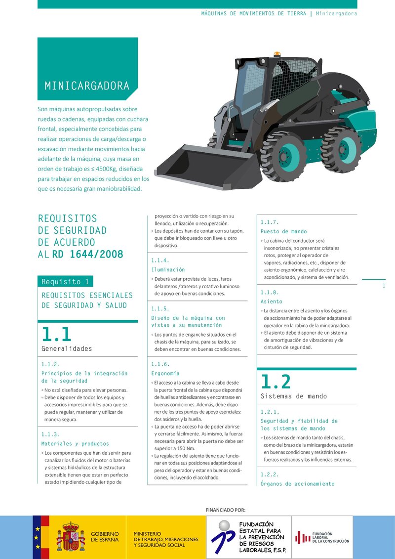 Requisitos de seguridad. Minicargadora.