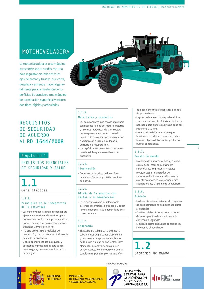 Requisitos de seguridad. Motoniveladora.