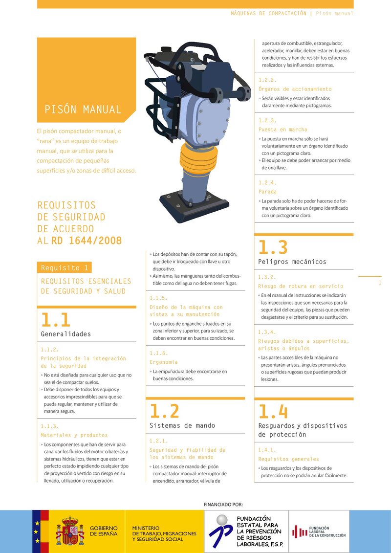 Requisitos de seguridad. Pisón manual.