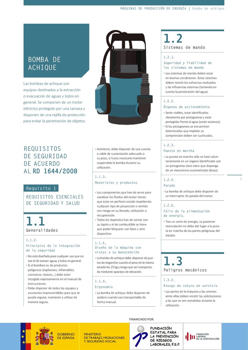Requisitos de seguridad. Bomba de achiqu.e