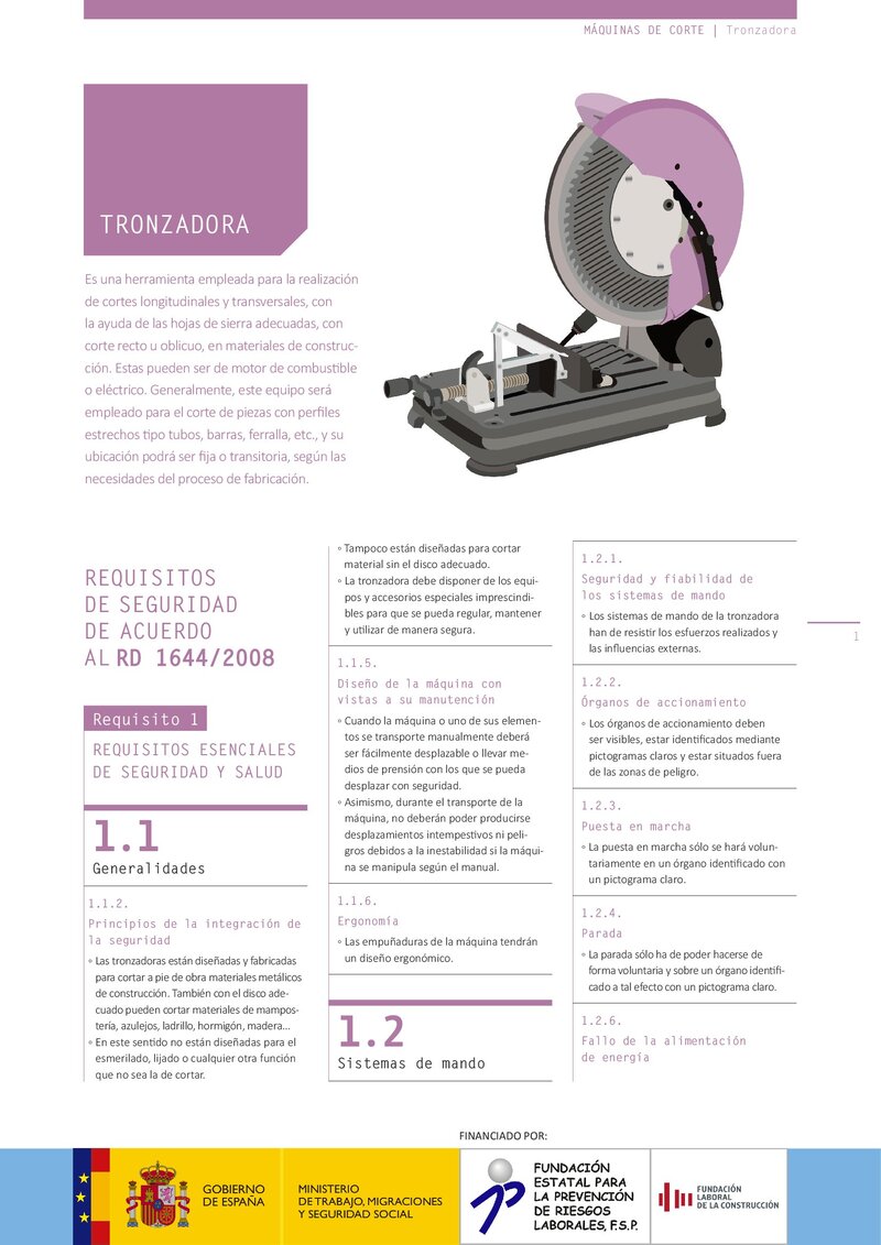 Requisitos de seguridad. Tronzadora.