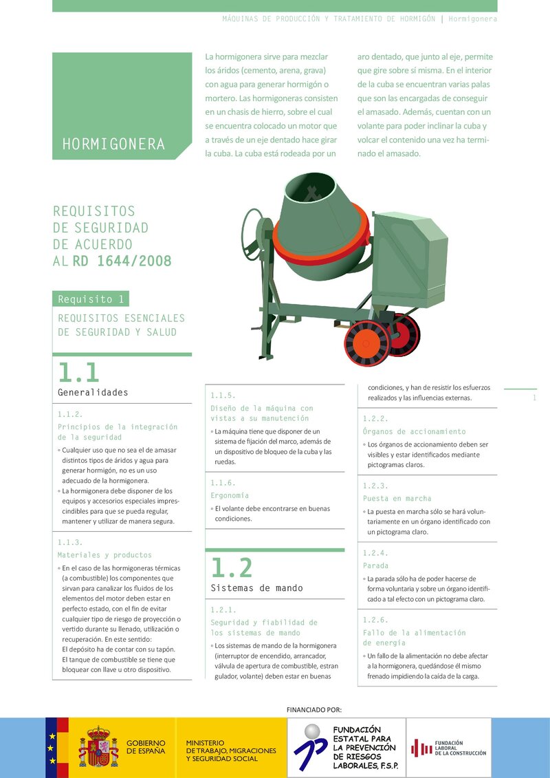 Requisitos de seguridad. Hormigonera.