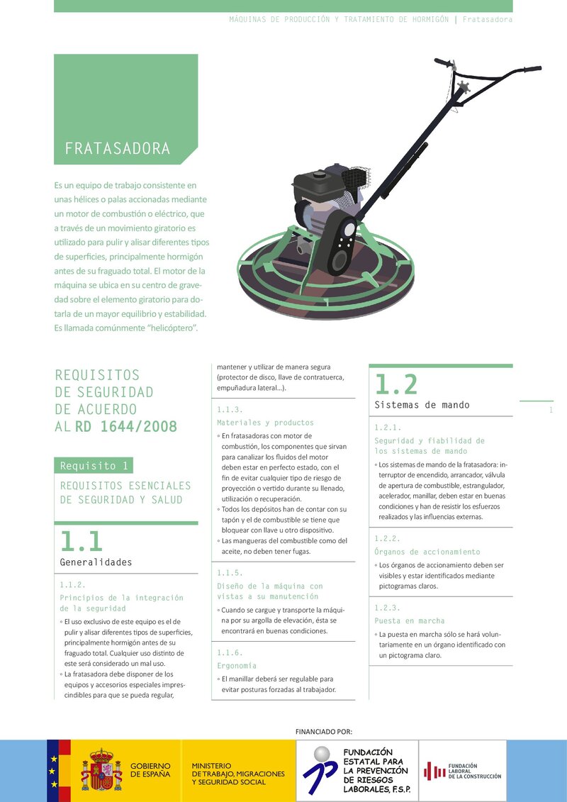 Requisitos de seguridad. Fratasadora.