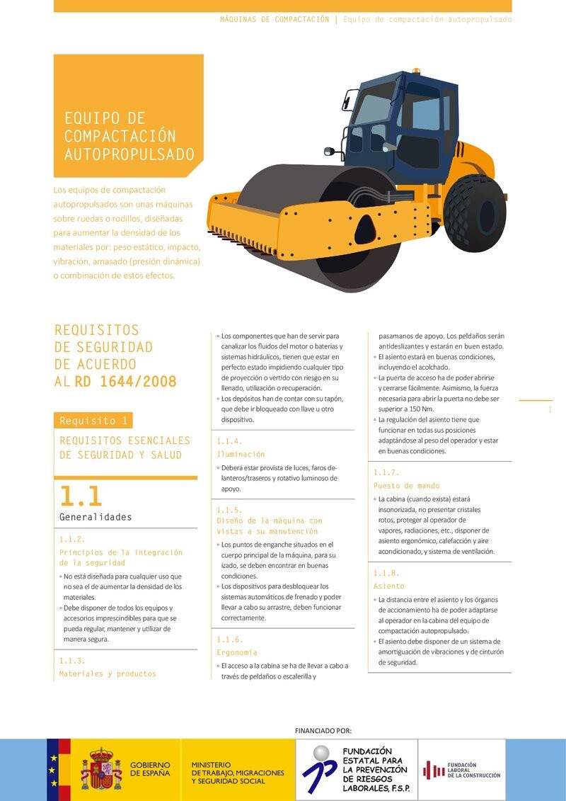 Requisitos de seguridad. Equipo compactador autopropulsado.