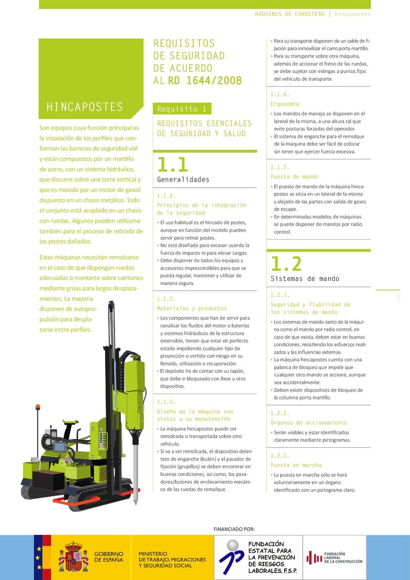 Requisitos de seguridad. Hincapostes.