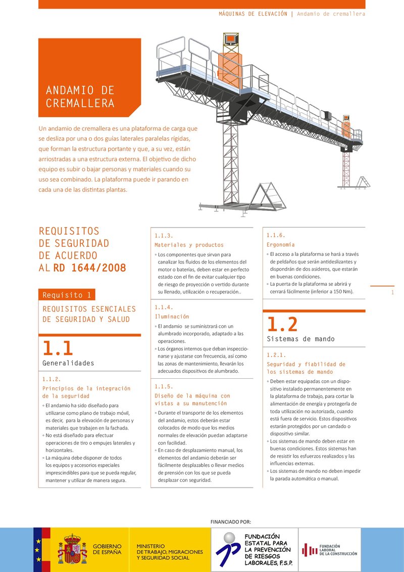 Requisitos de seguridad. Andamio de cremallera.