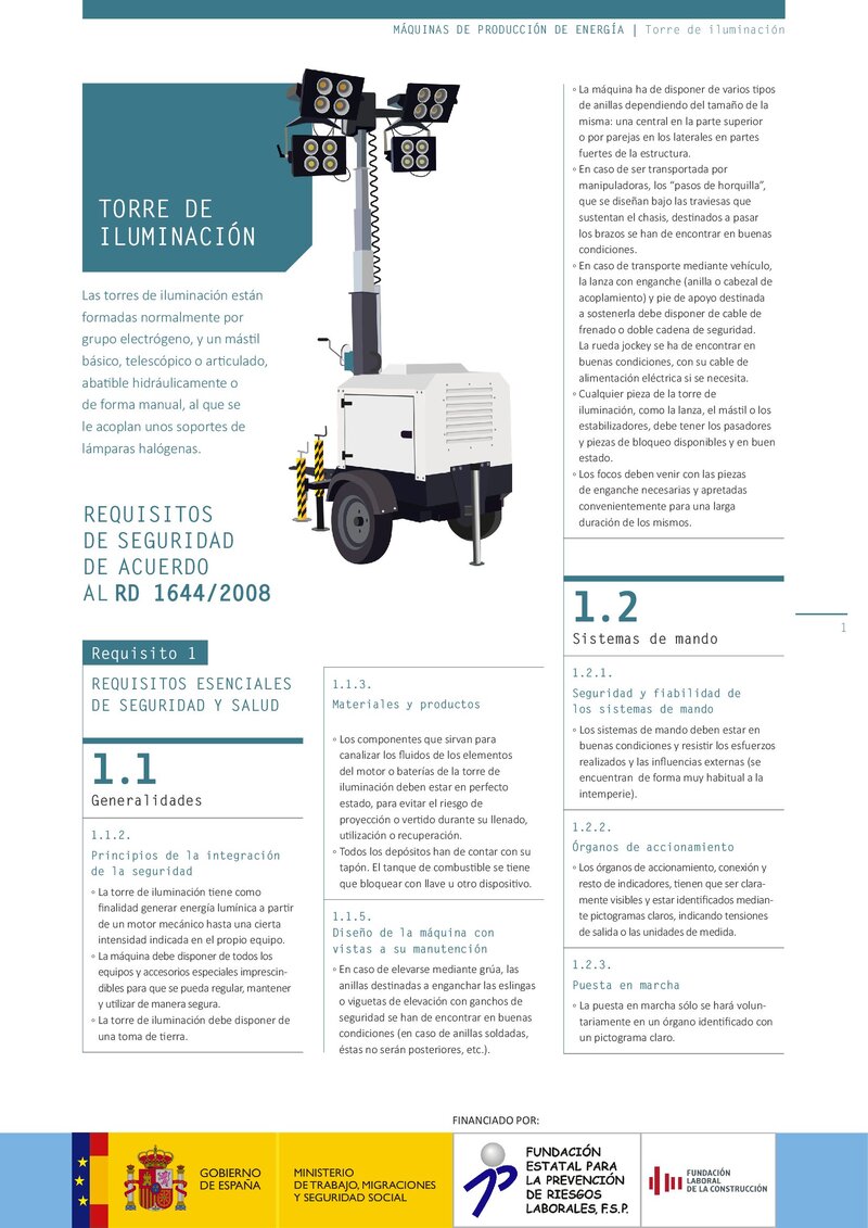 Requisitos de seguridad. Torre de iluminación.