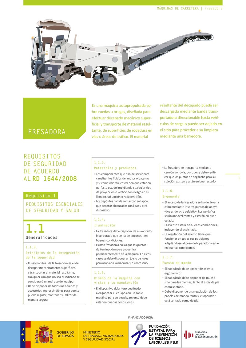 Requisitos de seguridad. Fresadora.