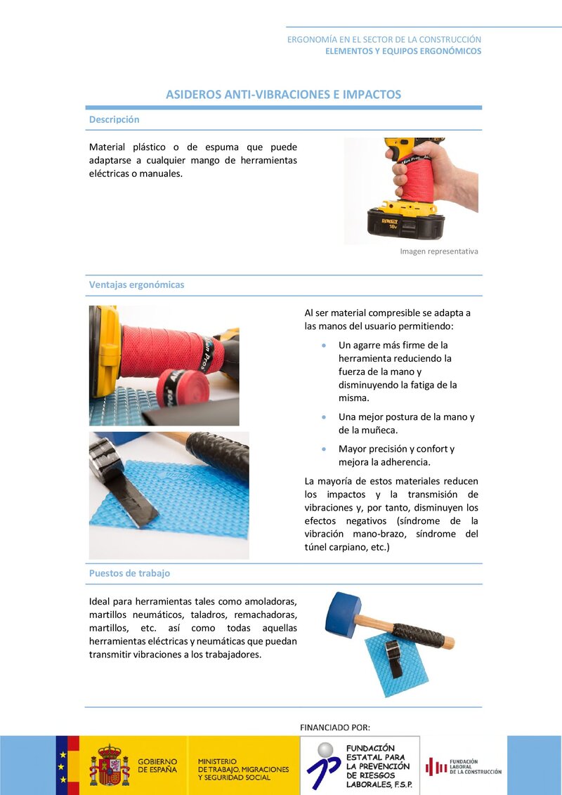 Elementos ergonómicos. Asideros antivibraciones.