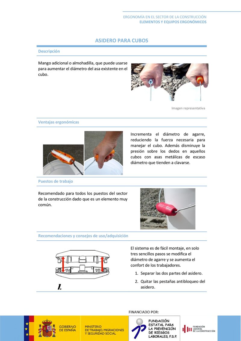 Elementos ergonómicos. Asidero para cubos.