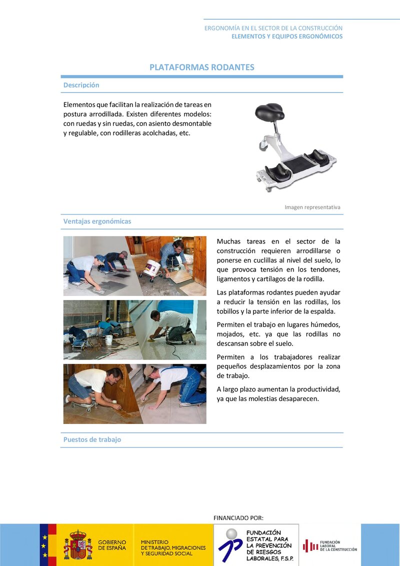 Elementos ergonómicos. Plataformas rodantes.