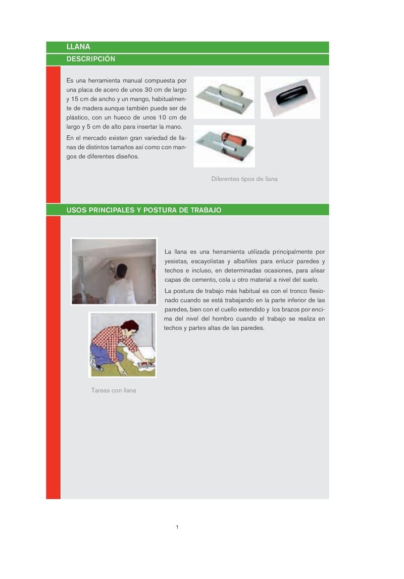 Llana. Riesgos ergonómicos y recomendaciones.