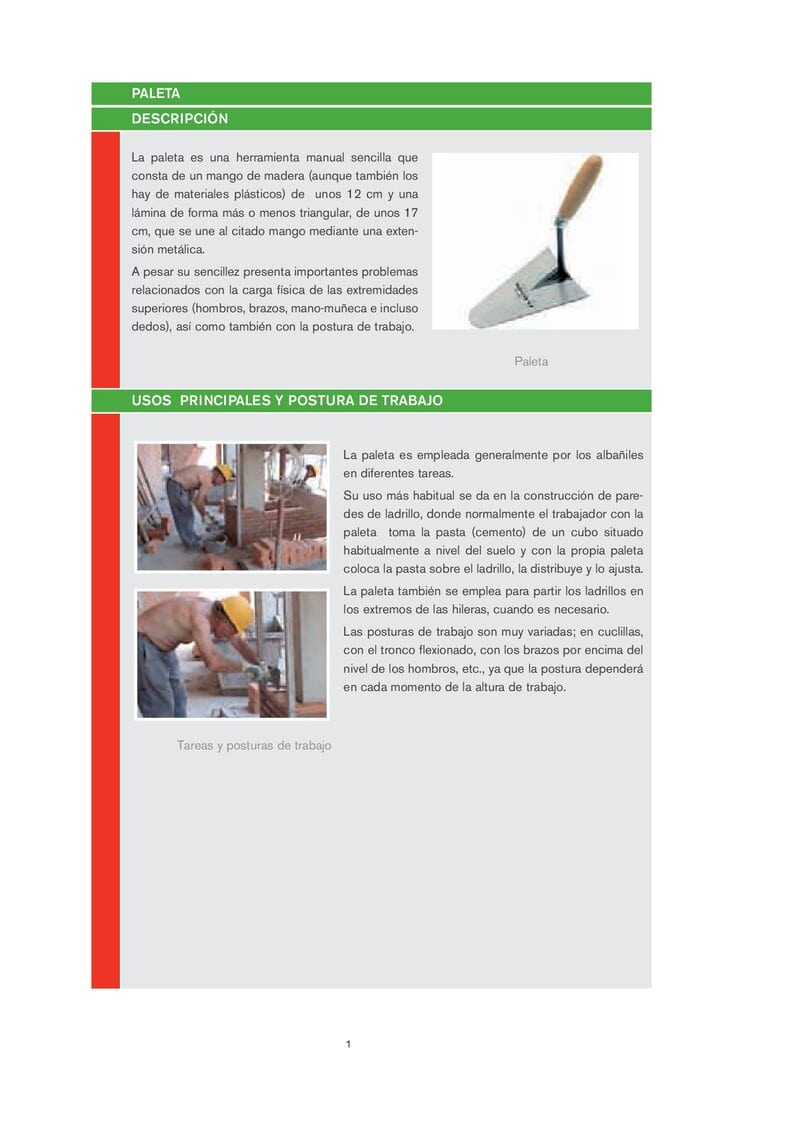 Paleta. Riesgos ergonómicos y recomendaciones.
