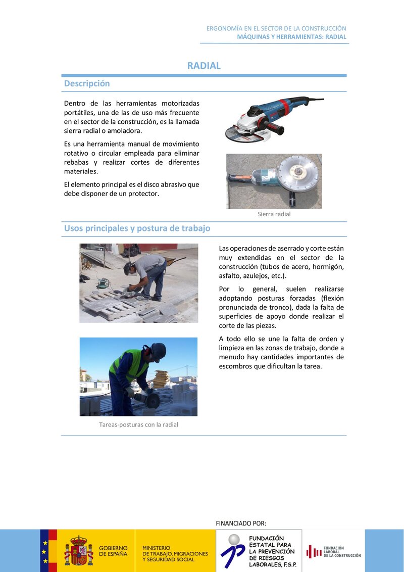 Radial. Riesgos ergonómicos y recomendaciones.