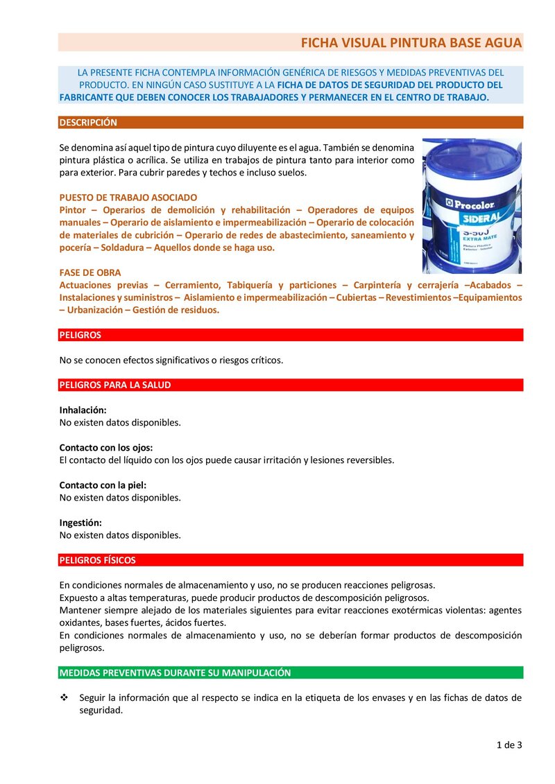 Pintura base agua. Información básica.