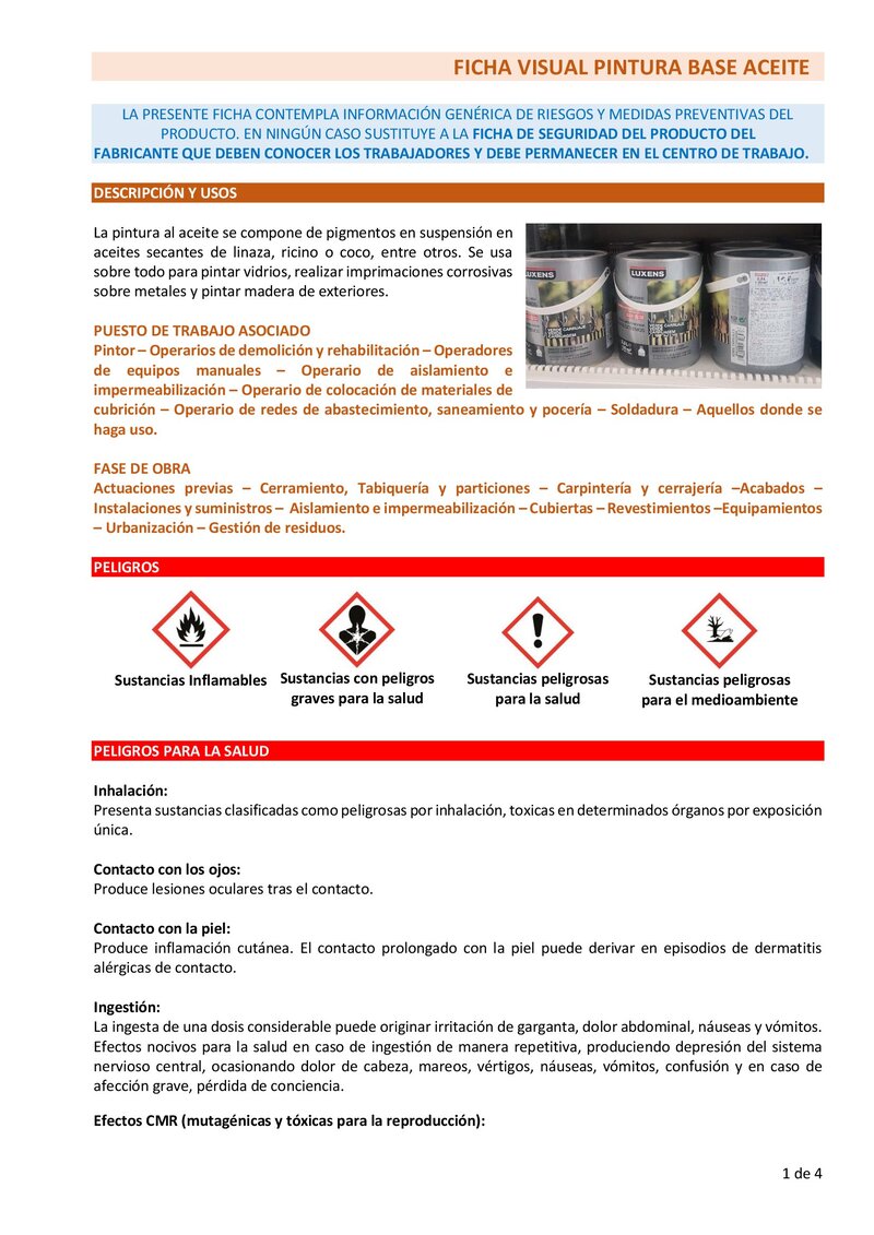 Pintura base aceite. Información básica.