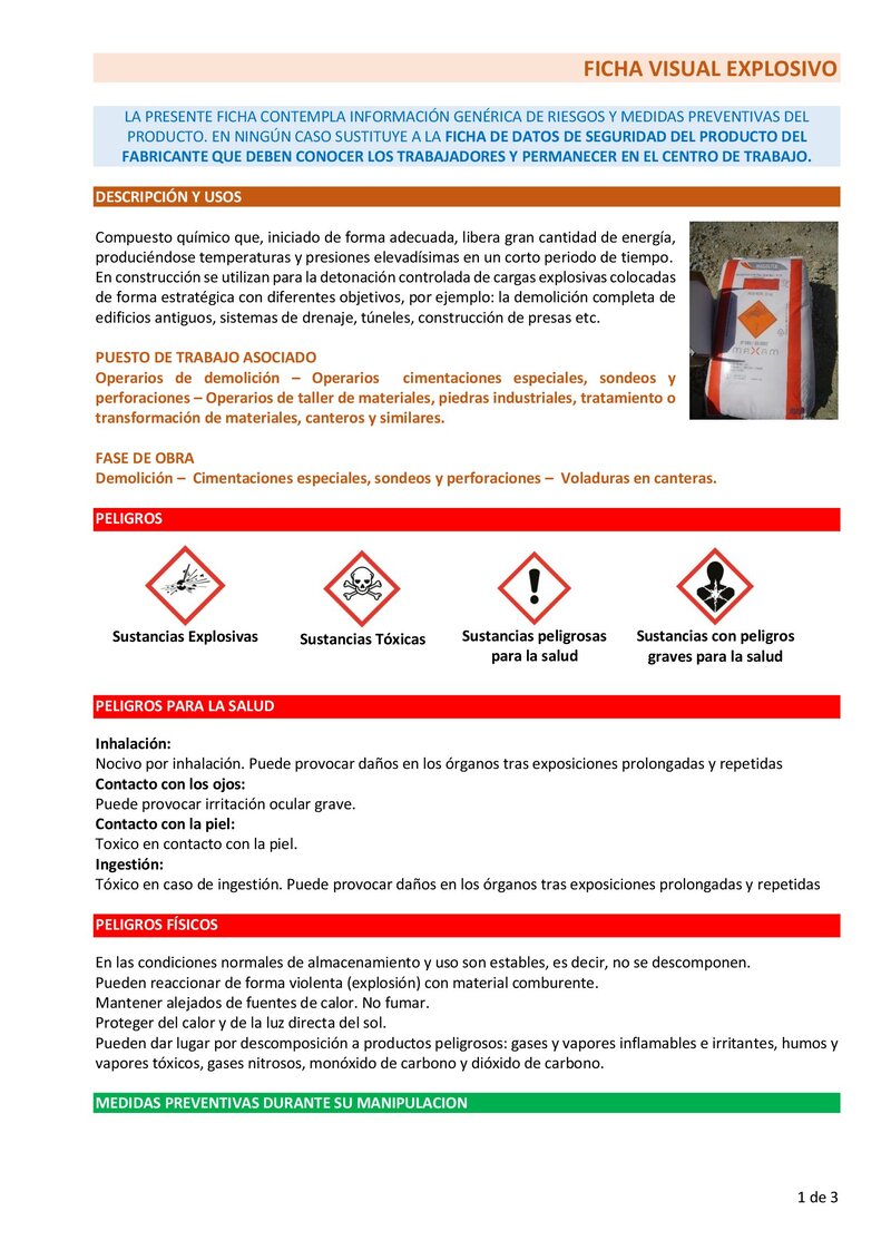 Explosivo. Información básica.
