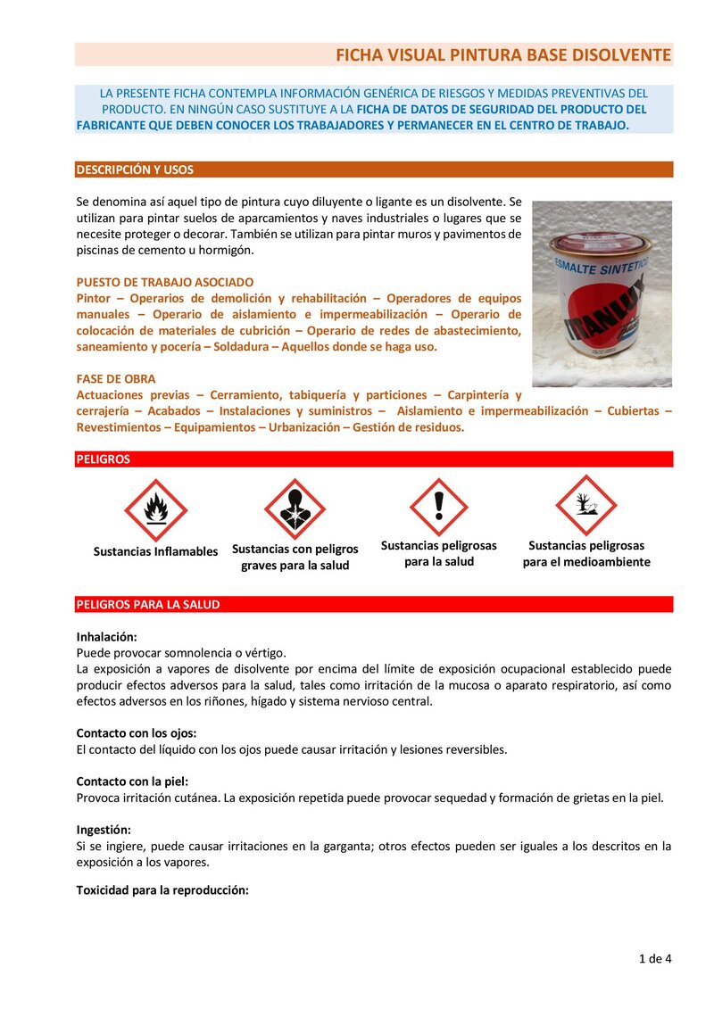 Pintura Base Disolvente. Información básica.