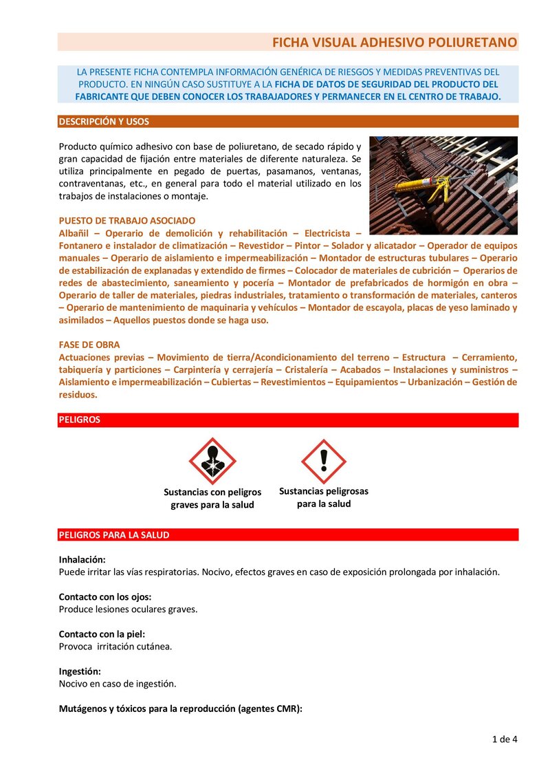 Adhesivo poliuretano. Información básica.