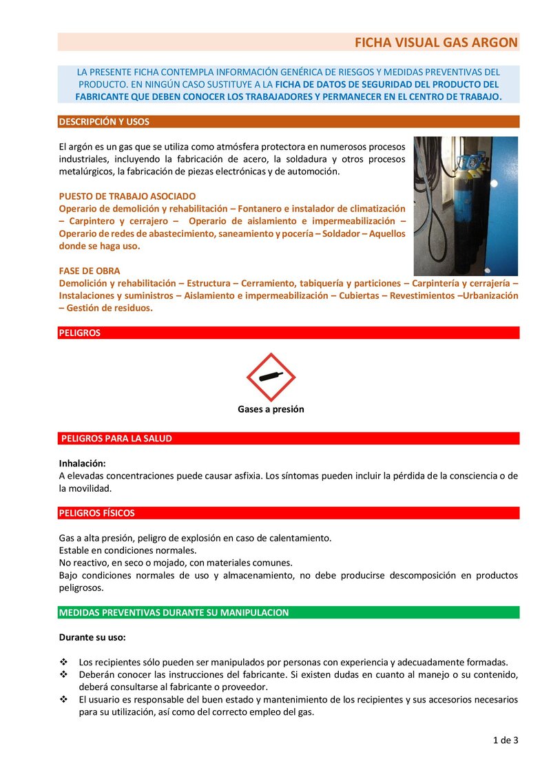 Gas argón. Información básica.