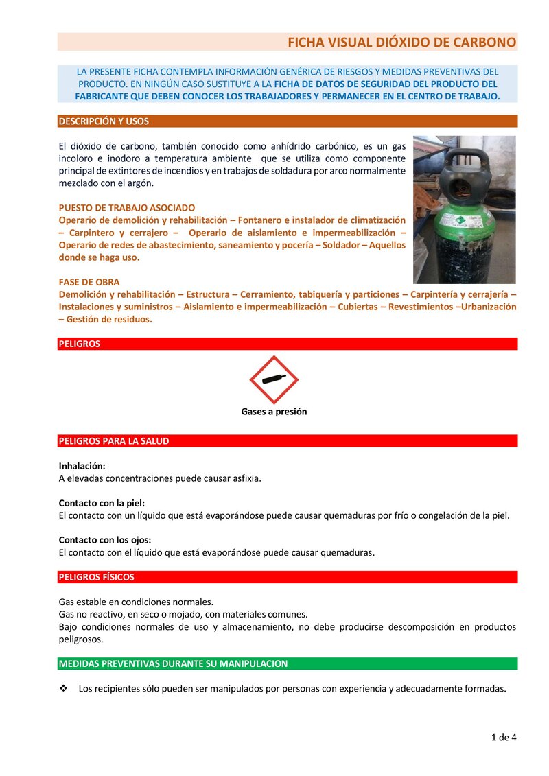 Gas dióxido de carbono. Información básica.