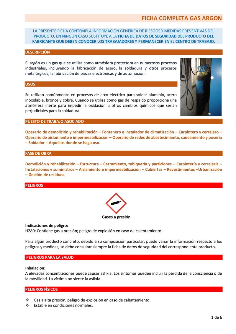 Gas argón. Ficha completa.
