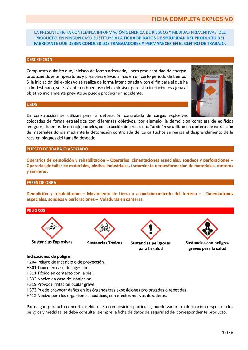 Explosivo. Ficha completa.