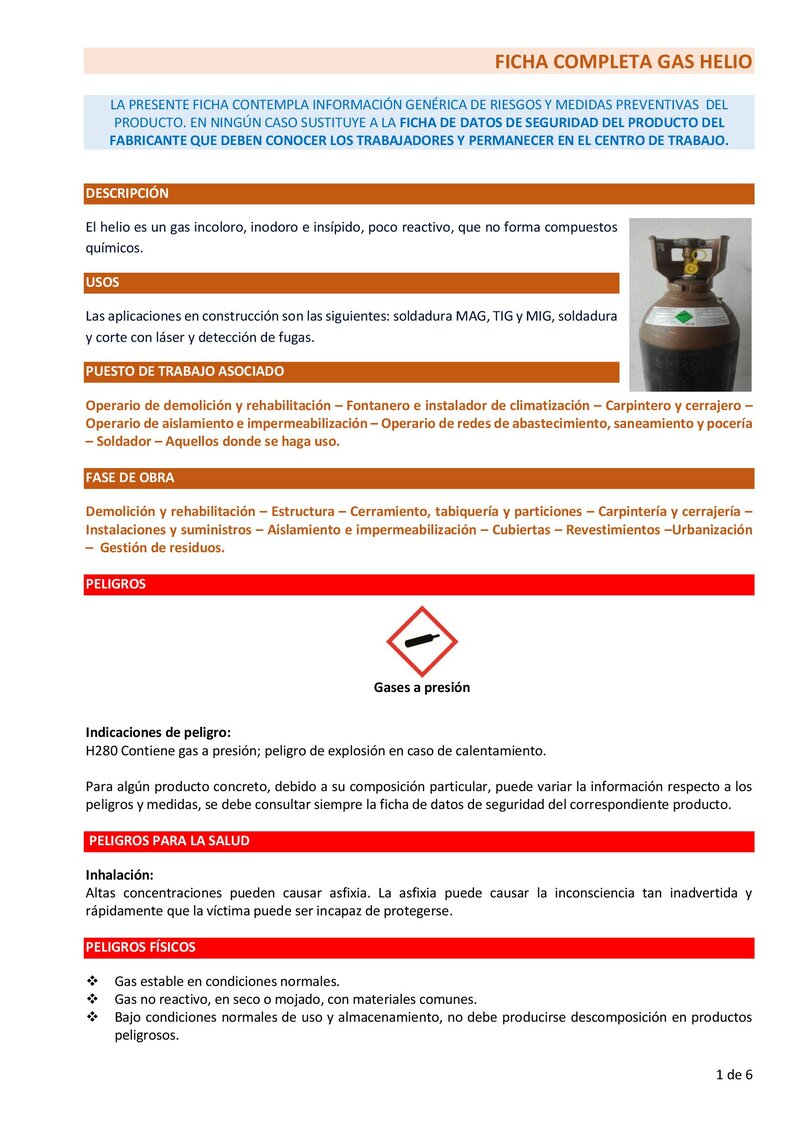 Gas helio. Ficha completa.