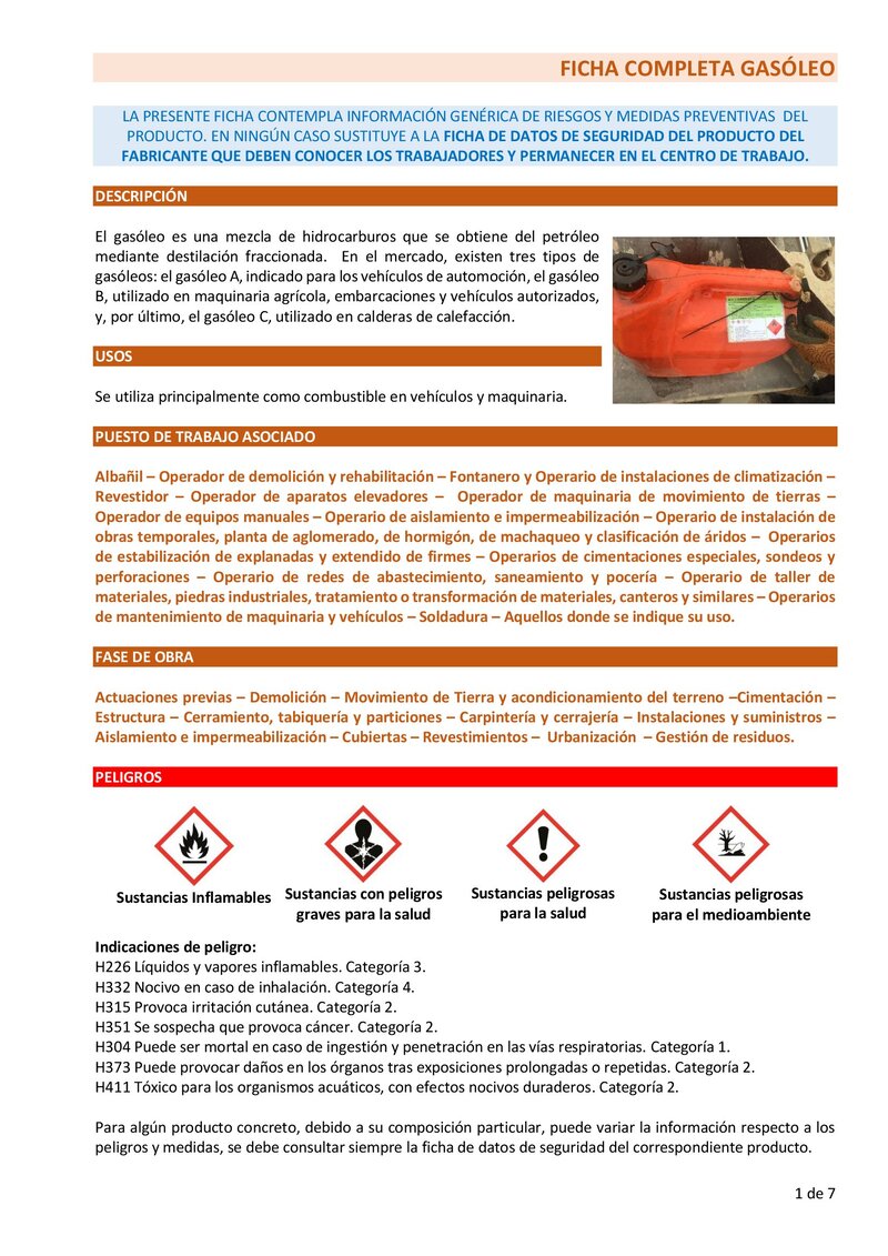 Gasoleo. Ficha completa.