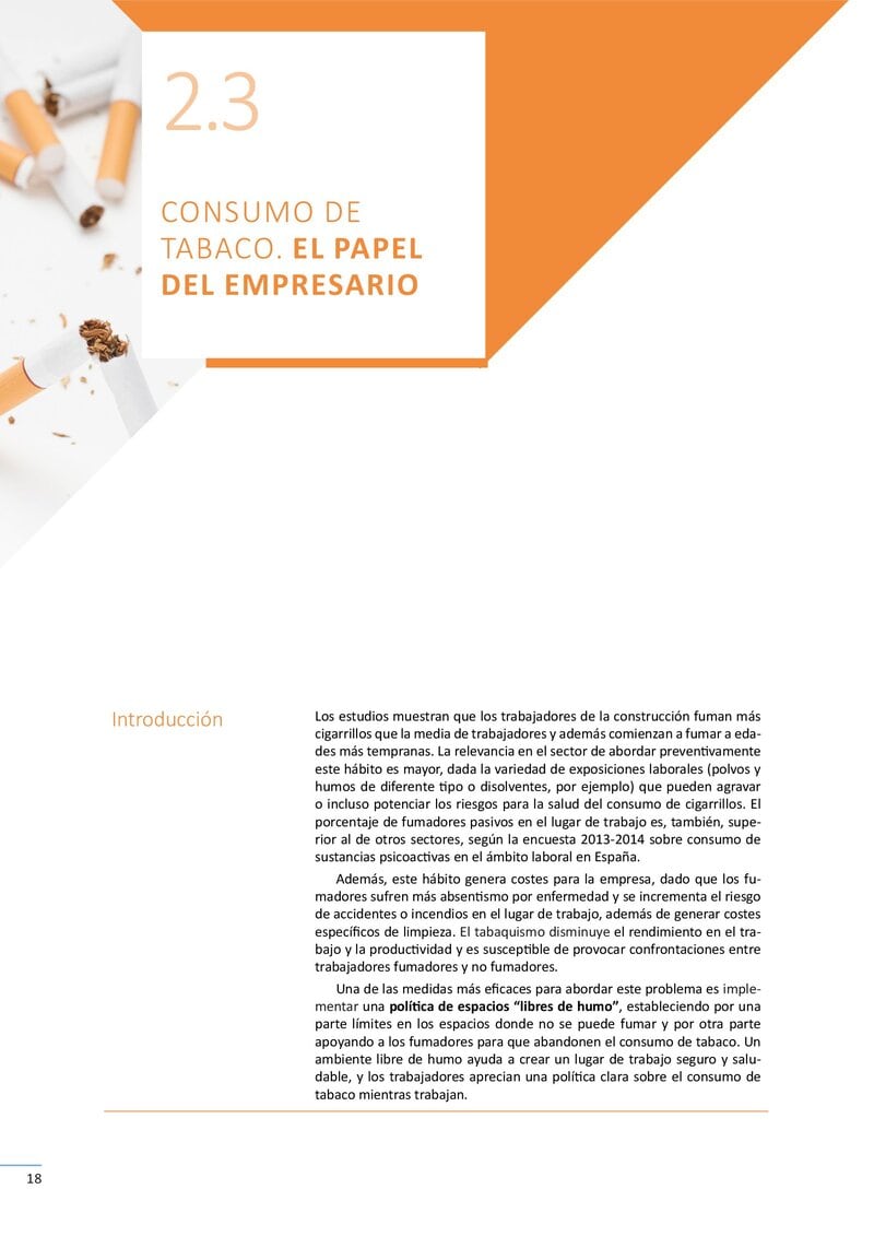 Hábitos saludables. Consumo de tabaco.