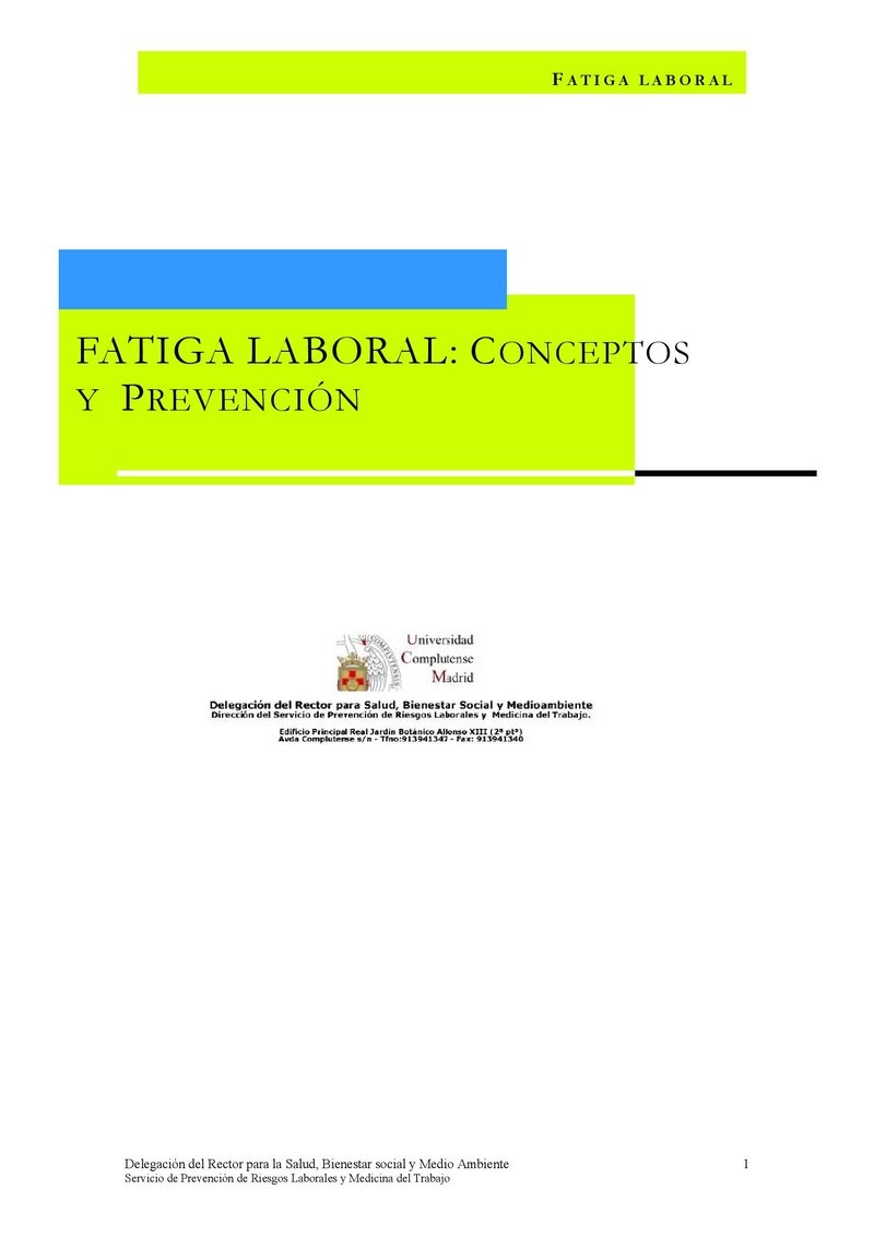 Fatiga laboral: conceptos y prevención.