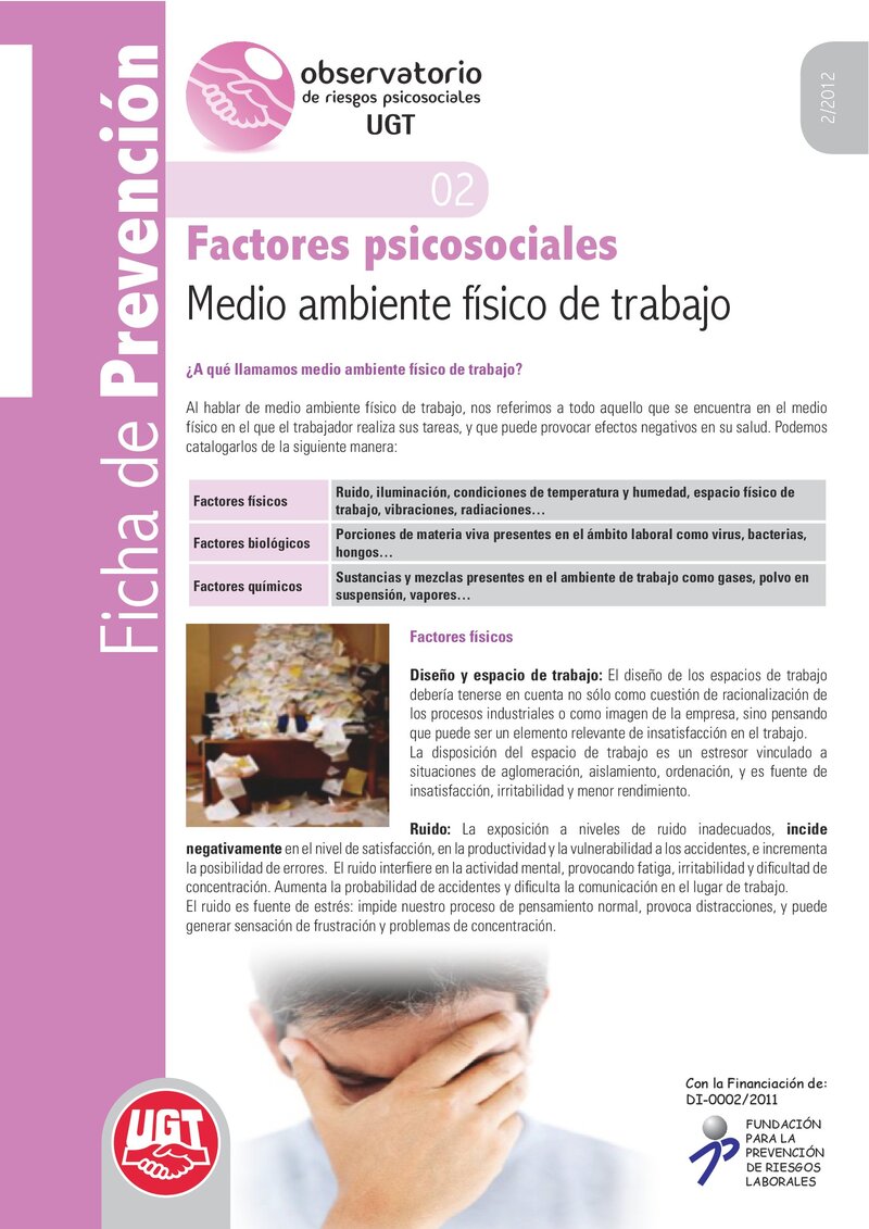 Factores psicosociales: medio ambiente físico de trabajo.