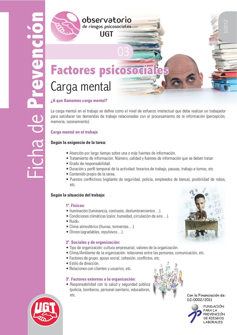 Factores psicosociales: carga mental.