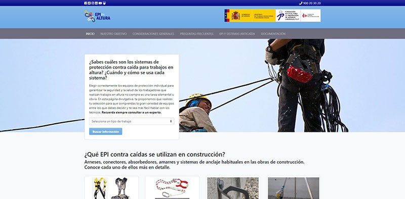 Web sobre EPI y sistemas de anclaje para trabajos en altura.