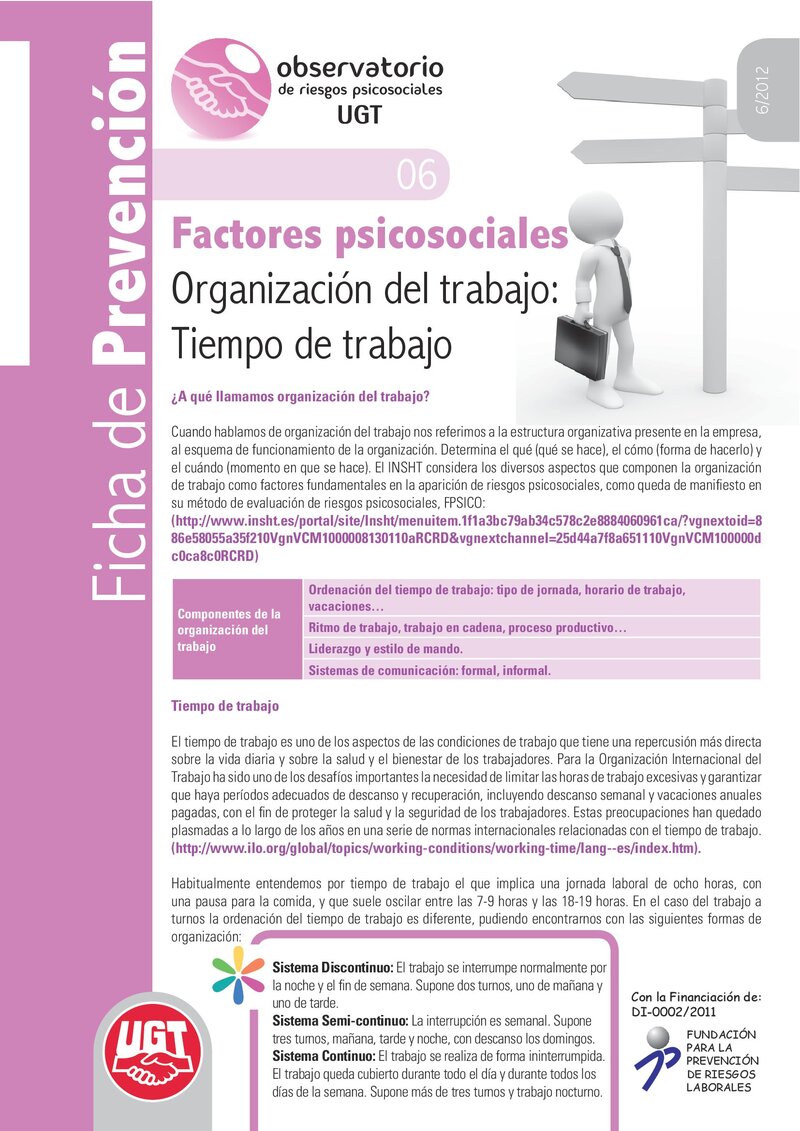 Factores psicosociales: tiempo de trabajo.