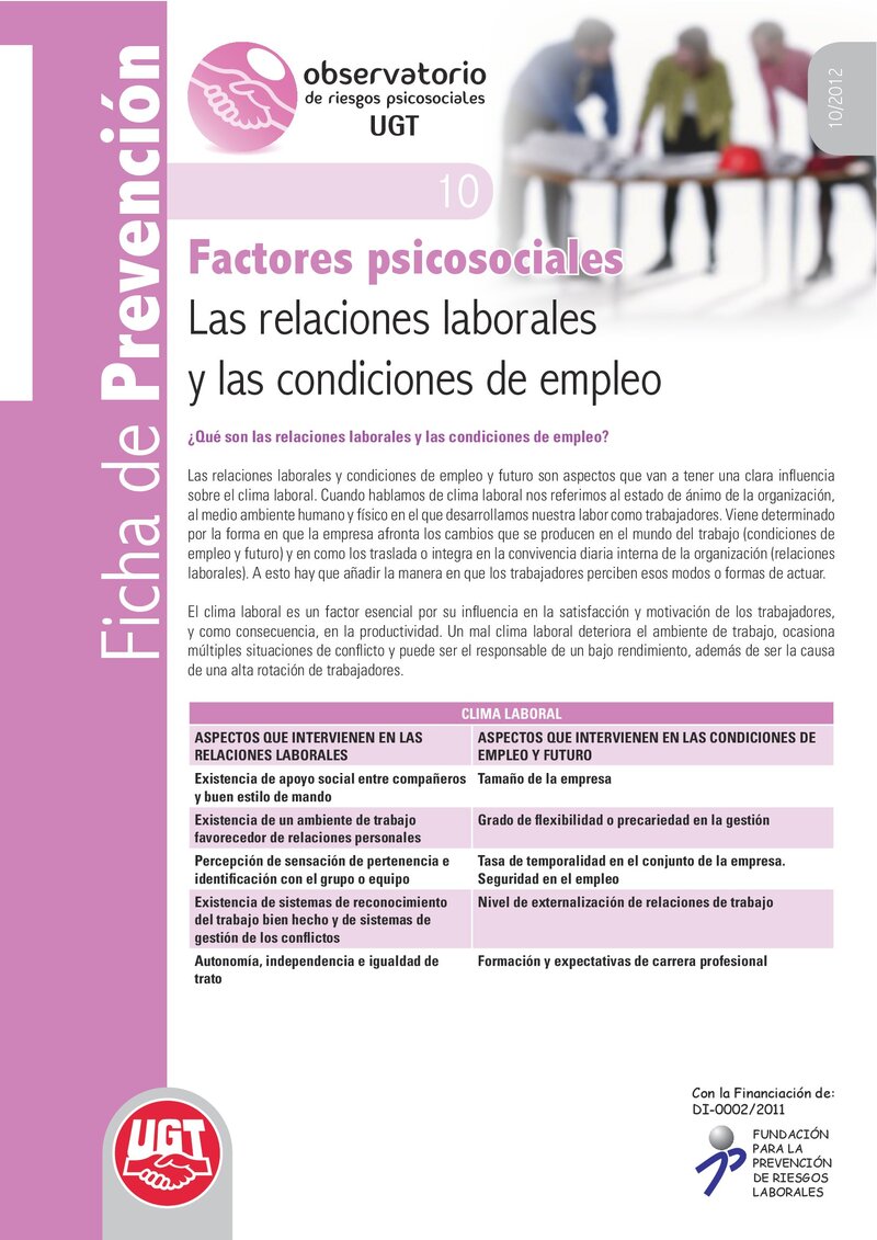 Factores psicosociales: las relaciones laborales.